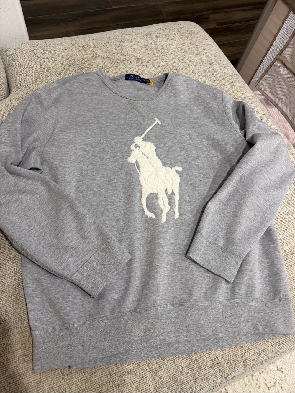 Ralph Lauren Gray Crewneck Sweatshirt with White Polo Logo